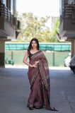 Amrita- Red Bagru Maheshwari Silk Saree