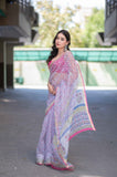 Angel Aura- White Block Printed Saree