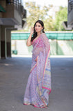 Angel Aura- White Block Printed Saree