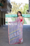 Angel Aura- White Block Printed Saree