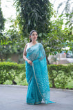 Aqua Dreams- Dabu Kota Doria Saree
