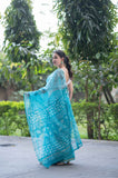 Aqua Dreams- Dabu Kota Doria Saree