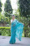Aqua Dreams- Dabu Kota Doria Saree