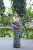 Ashen Glow- Grey Kota Doria Saree