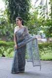 Ashen Glow- Grey Kota Doria Saree