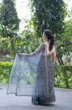Ashen Glow- Grey Kota Doria Saree