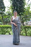 Ashen Glow- Grey Kota Doria Saree