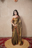 Aabha Kadhai- Copper Zari Linen Saree