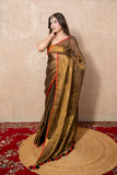Aabha Kadhai- Copper Zari Linen Saree