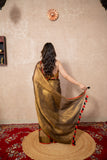 Aabha Kadhai- Copper Zari Linen Saree