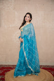 Aakashi- Blue Striped Gota Patti Saree