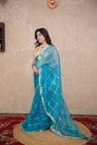 Aakashi- Blue Striped Gota Patti Saree