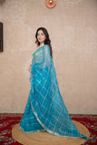 Aakashi- Blue Striped Gota Patti Saree