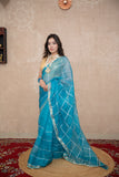 Aakashi- Blue Striped Gota Patti Saree