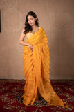 Abhirupa- Yellow Striped Linen Saree