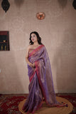 Amaira- Purple Zari Linen Saree