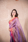 Amaira- Purple Zari Linen Saree