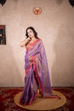 Amaira- Purple Zari Linen Saree
