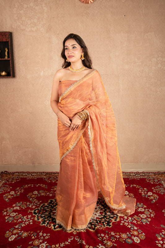 Amulya- Rose Gold Tissue Saree