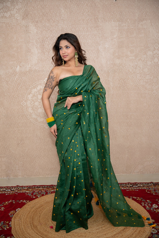 Archita- Green Tikli Work Saree