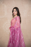 Arpita- Pink Striped Gota Patti Saree
