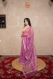 Arpita- Pink Striped Gota Patti Saree