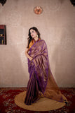 Asmi - Purple Saree with striped pallu