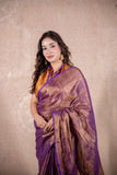 Asmi - Purple Saree with striped pallu