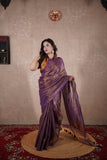 Asmi - Purple Saree with striped pallu