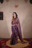 Asmi - Purple Saree with striped pallu