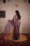 Asmi - Purple Saree with striped pallu