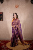 Asmi - Purple Saree with striped pallu