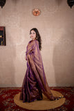 Asmi - Purple Saree with striped pallu
