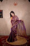 Asmi - Purple Saree with striped pallu