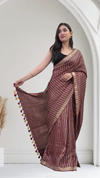 Avanika- Wine Striped Linen Saree