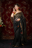 Rosa - Black Silk Linen Saree