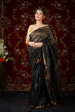 Rosa - Black Silk Linen Saree
