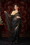 Rosa - Black Silk Linen Saree