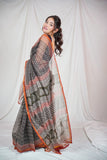 Ebony Essence -Block Printed Saree