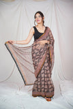 Floral Noir- Kota Doria Saree
