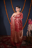 Madhuri- Maroon Floral Kota Doria Saree