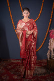 Madhuri- Maroon Floral Kota Doria Saree