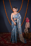 Gauravi- Grey Kota Doria Saree