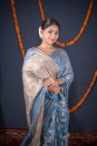 Gauravi- Grey Kota Doria Saree