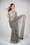 Cocoa Elegance- Kota Doria Saree