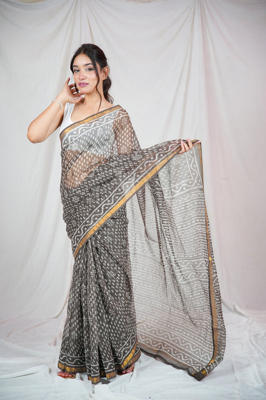 Rustic Charm- Kota Doria Saree