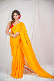 Sunflower Splendor: Yellow Linen Saree