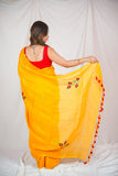 Sunflower Splendor: Yellow Linen Saree