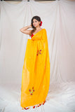 Sunflower Splendor: Yellow Linen Saree