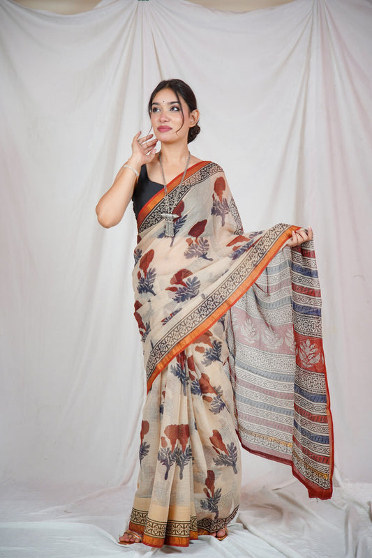 Floral Whisper - Kota Doria Saree